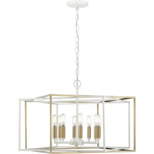 Lowe 8 Light 28 inch Matte White/Vintage Brass Pendant Ceiling Light
